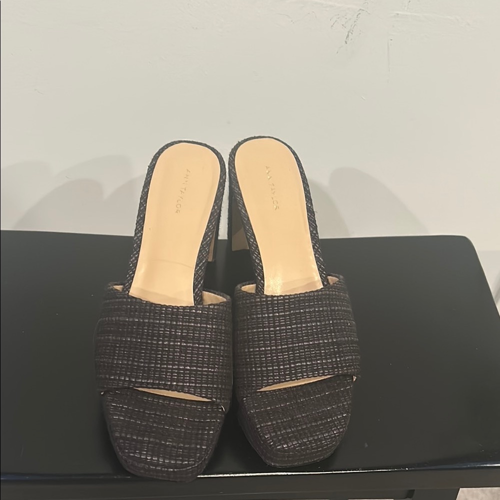 Anne Taylor Black Women's Mule Platform Sandals